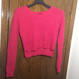 Cropped pink sparkly sweater